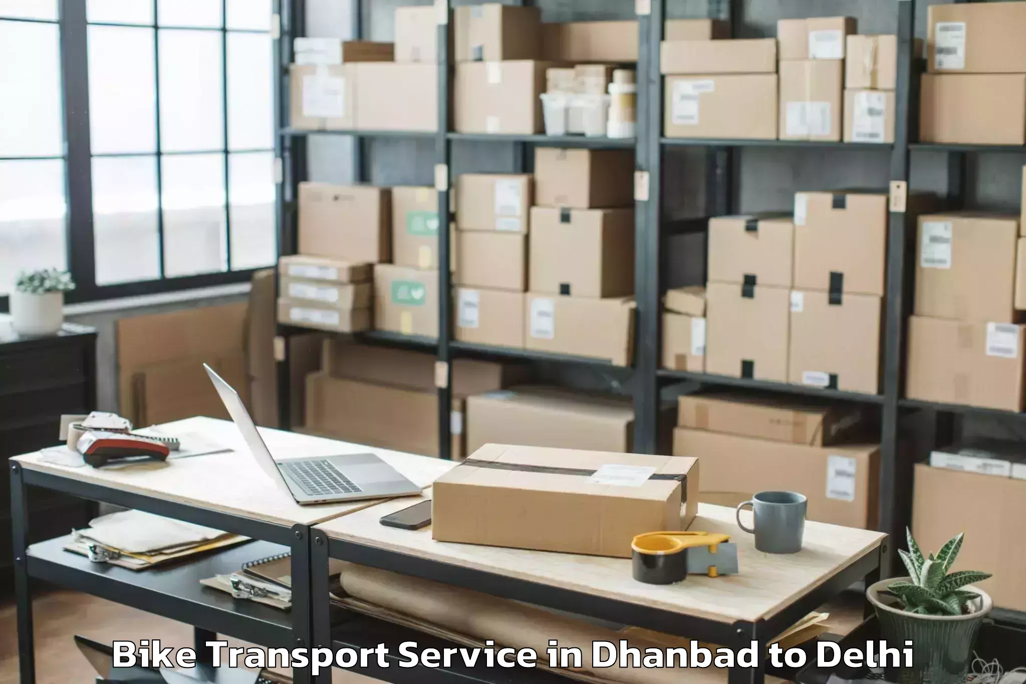 Top Dhanbad to Westend Mall Delhi Bike Transport Available